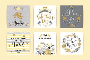 Set of Happy Valentines Day cards. vector