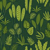 Abstract seamless pattern with tropical leaves. vector