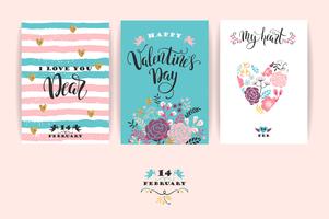 Set of Happy Valentines Day cards.  vector