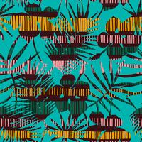 Abstract seamless pattern with tropical leaves. Hand draw texture. vector