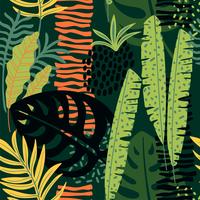 Abstract seamless pattern with tropical leaves. vector