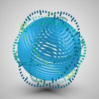 Esfera azul 3D con anillos vector