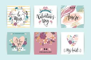 Set of Happy Valentines Day cards. vector