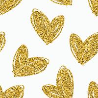 Vector seamless pattern with hand drawn glitter hearts.