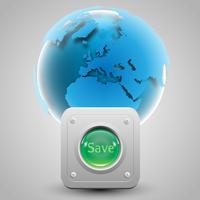 Botón "Salvar la Tierra" y el vector Tierra.