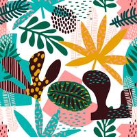 Abstract seamless pattern with tropical leaves. vector