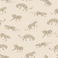 Seamless exotic pattern with abstract silhouettes of tigers. vector