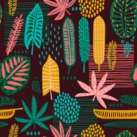 Tribal seamless pattern with abstract leaves. vector