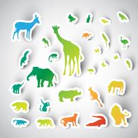 Zoo sticker animals collection, vector