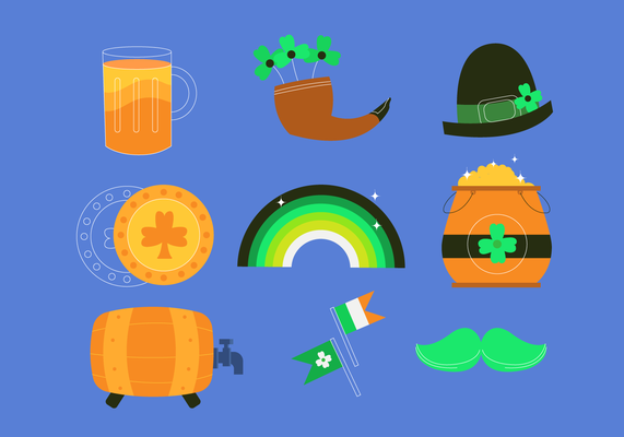 Colorfull St Patricks Day Clipart Set vector Illustration