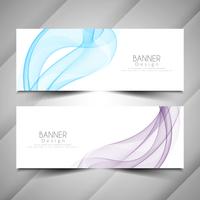Abstract stylish wave style banners set vector