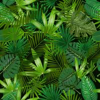 Seamless pattern with tropical palm leaves on black background. vector