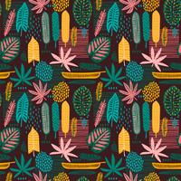 Abstract seamless pattern with tropical leaves. vector