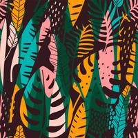 Abstract seamless pattern with tropical leaves. vector