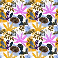 Abstract seamless pattern with tropical leaves. vector