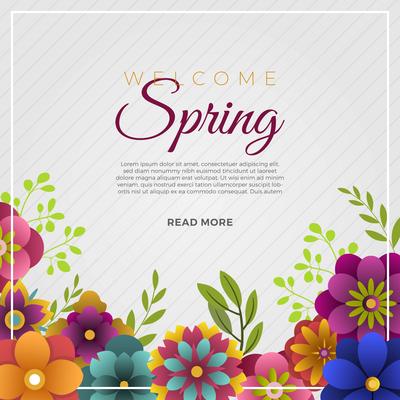 Flat Welcome Spring Flower Vector Background