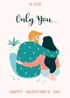 Romantic illustration with people vector