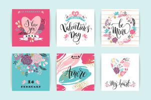 Conjunto de tarjetas de feliz día de San Valentín.