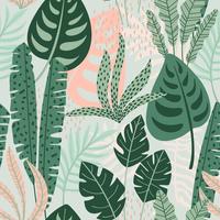 Abstract seamless pattern with tropical leaves. vector