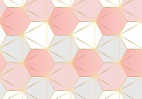 Fondo de oro rosa patrón hexagonal vector