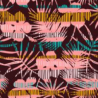 Abstract seamless pattern with tropical leaves. Hand draw texture. vector