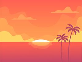 Sunset ocean background vector