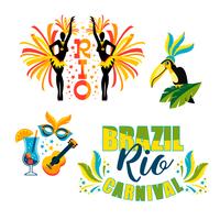 Carnaval brasileño Gran conjunto de emblemas vectoriales. vector