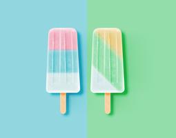 Realistic icecream bars, divided background, vector illustration