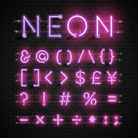 High detailed neon font set, vector illustration