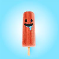 Funny emoticons on realistic ice cream illustration vector