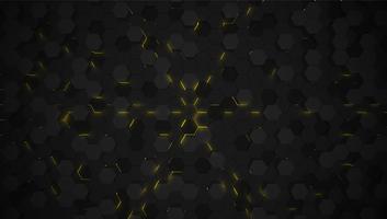 Yellow 3D hexagon tech background, vector illustration