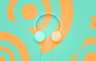 Realistic 3D divided pastel circle coloured headphones with wires vector