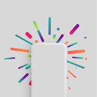 Realistic matte smartphone with colorful background, vector illustration