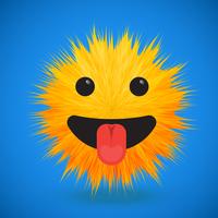 High-detailed 3D fur smiley emoticon, vector illustration