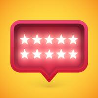 Glowing rating stars in speech bubble, vector illustration