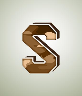 Camouflage Character, detailed vector fonts