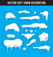 Snow caps, snowballs and snowdrifts set. Snow cap vector collection. Winter decoration element. Snowy elements on winter background. Cartoon template. Snowfall and snowflakes in motion. Illustration.