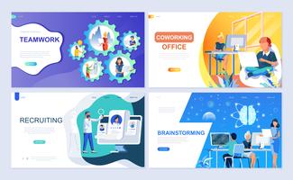 Set of landing page template for Teamwork, Recruiting, Brainstorming, Coworking Office vector