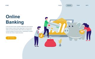 Modern flat web page design template of Online Banking