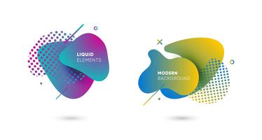 Gradient abstract banners with flowing liquid shapes vector