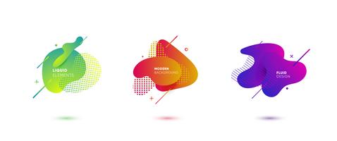 Gradient abstract banners with flowing liquid shapes vector