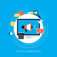 Digital marketing campaign, online promotion, video marketing, internet advertising flat vector illustration