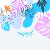 Tropical jungle leaves background vector