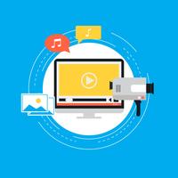 Video marketing campaign, online promotion, digital marketing, internet advertising flat vector illustration