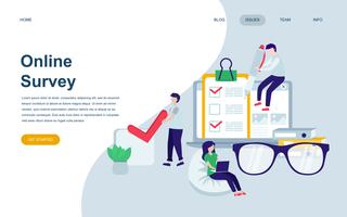Modern flat web page design template of Online Survey vector
