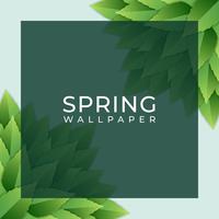 Spring Design Square Element With Green Leaves Background vector