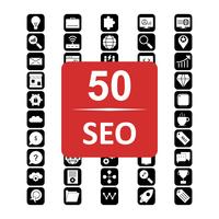 Conjunto de vectores SEO posicionamiento en buscadores iconos de optimización