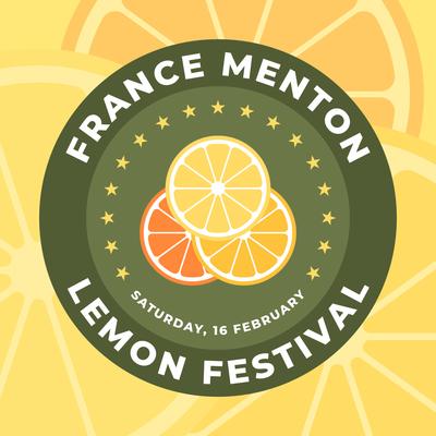 Menton France Lemon Festival Badge Design