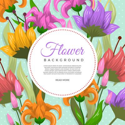 Flat Decorative Flower Vector Background Template