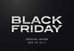 Black Friday silver letters vector illustration